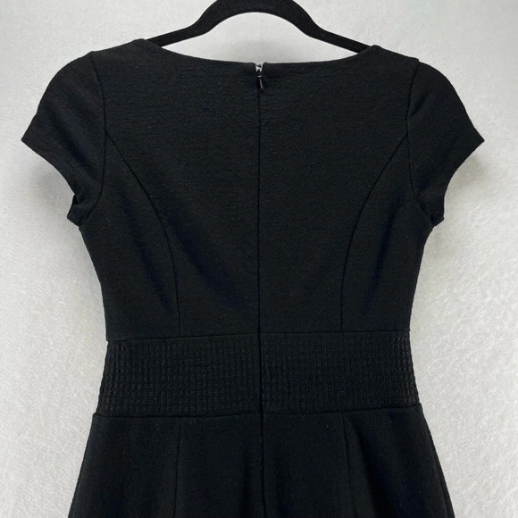 Banana Republic Dress Sz 0P Pure Wool Sheath Mini Scoop Neck Cap Sleeve Black - Picture 5 of 12